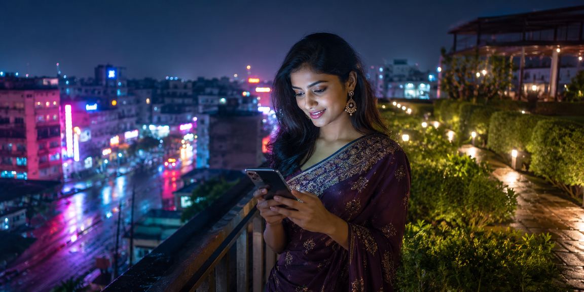 গাজীপুরে চা বাগানের পটভূমিতে মোবাইলে বেটিং করছেন একজন ব্যবহারকারী